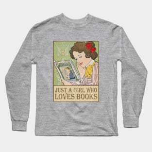 Just A Girl Who Loves Books, Vintage Style Long Sleeve T-Shirt